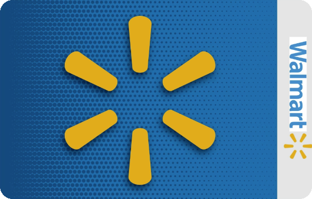 Walmart Gift Card with the Walmart spark logo on a blue background